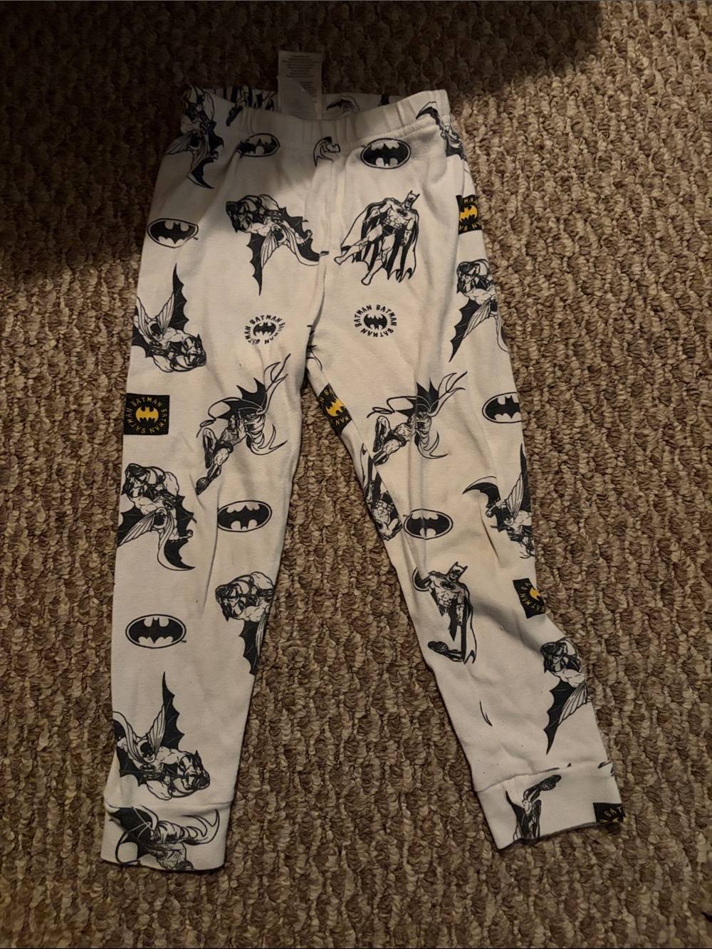 Batman Logo White & Black Kids Pajama Pants